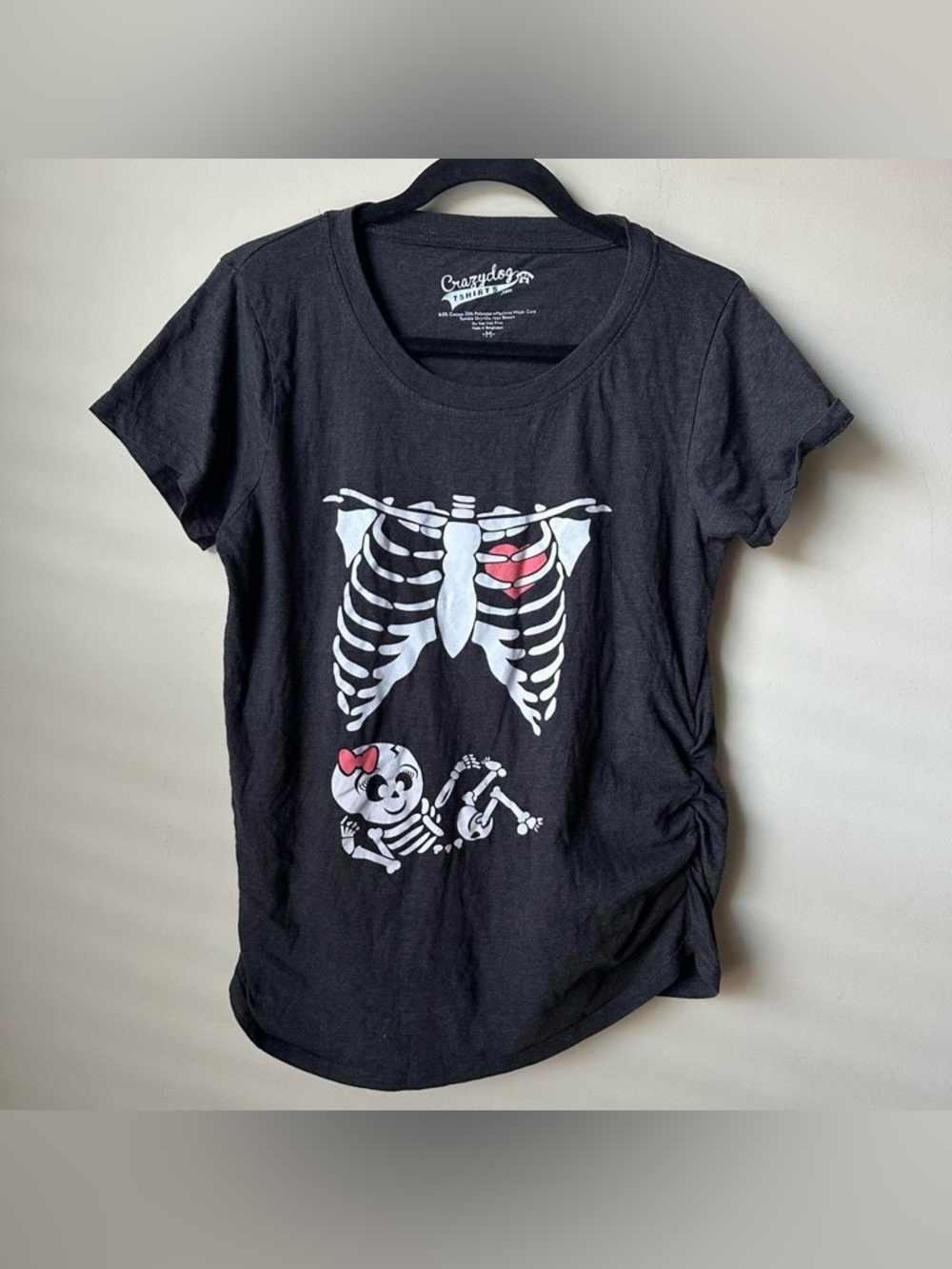 Halloween Gender reveal Maternity T-shirt Skeleton Ribcage Baby Pregnancy Tee